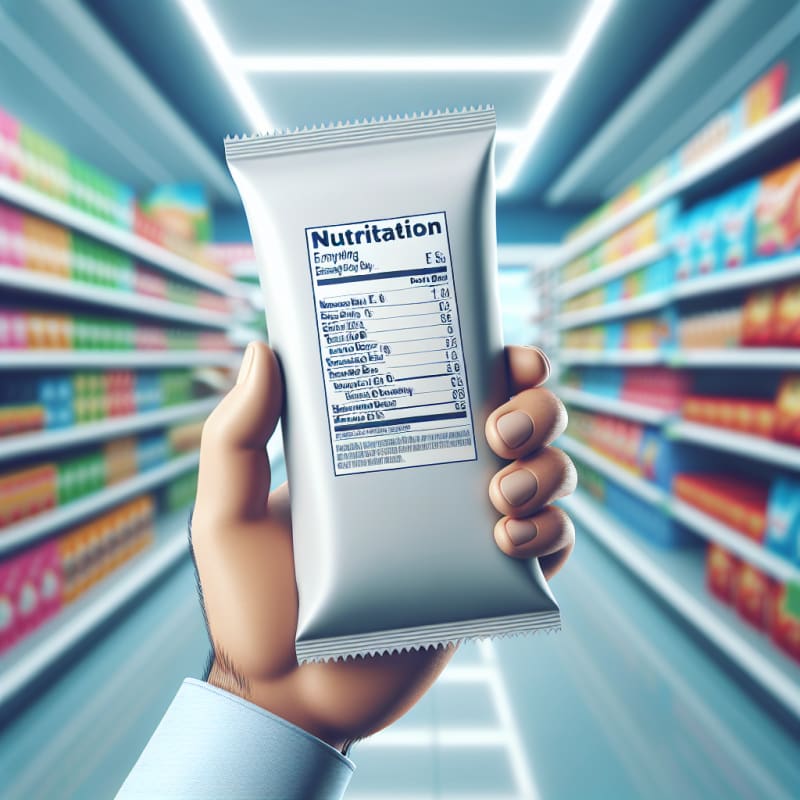 A cheerful family at a sunlit grocery store using a mobile app to scan snack labels smiling children selecting colorful healthy foods bright shelves with trending products soft pastel tones a feeling of empowerment and safety natural lighting positive atmosphere