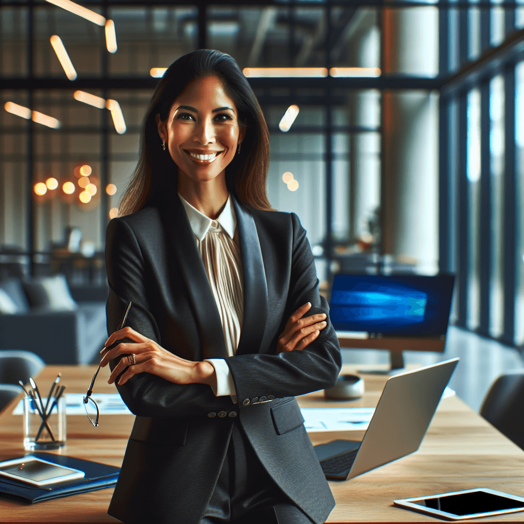 Professional businesswoman in a modern office, smiling and confident, representing a leadership announcement in the digital healthcare industry.