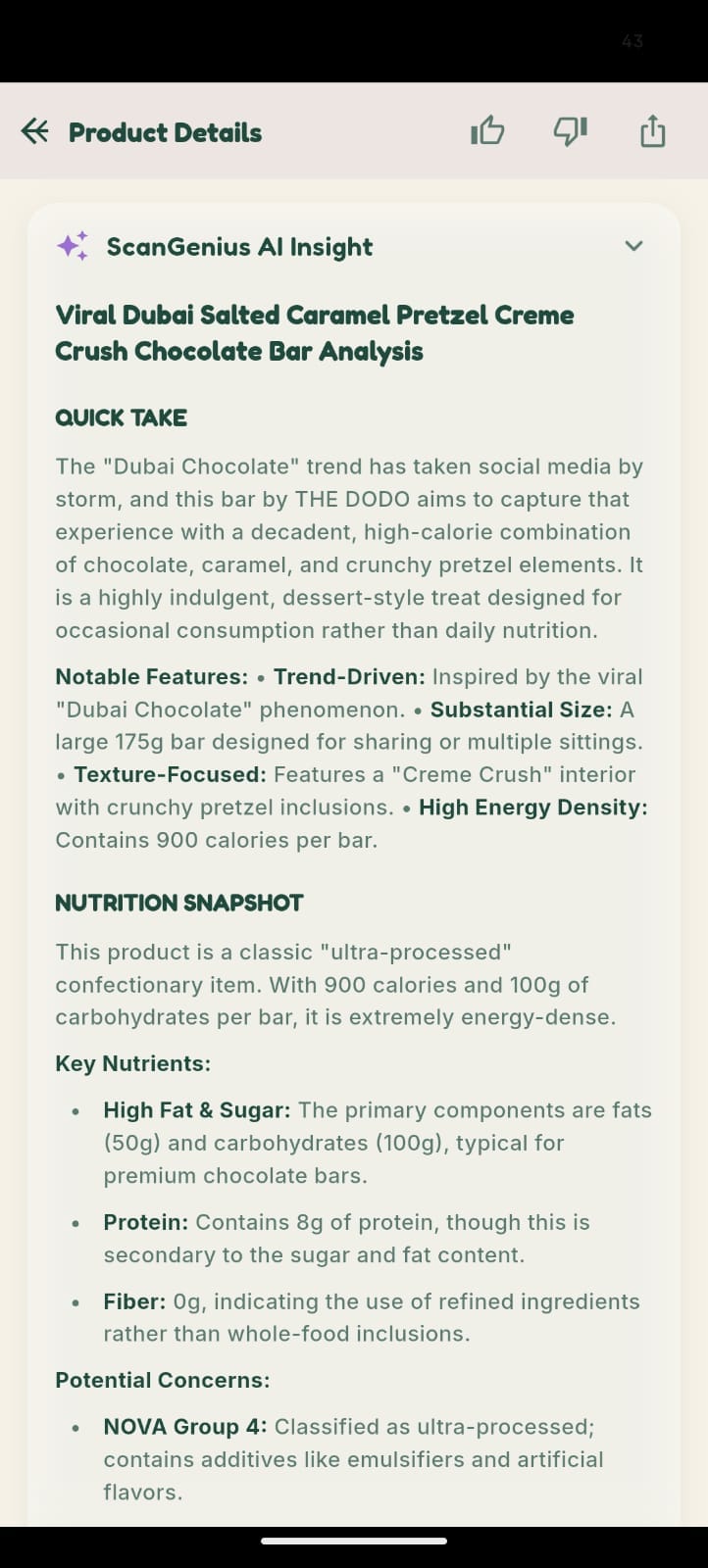 Food Scan Genius Halal and Allergen Barcode Scan Result
